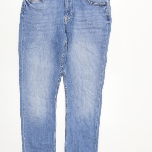 Crew Clothing Womens Blue Cotton Straight Jeans Size 12 L30 in Regular Zip