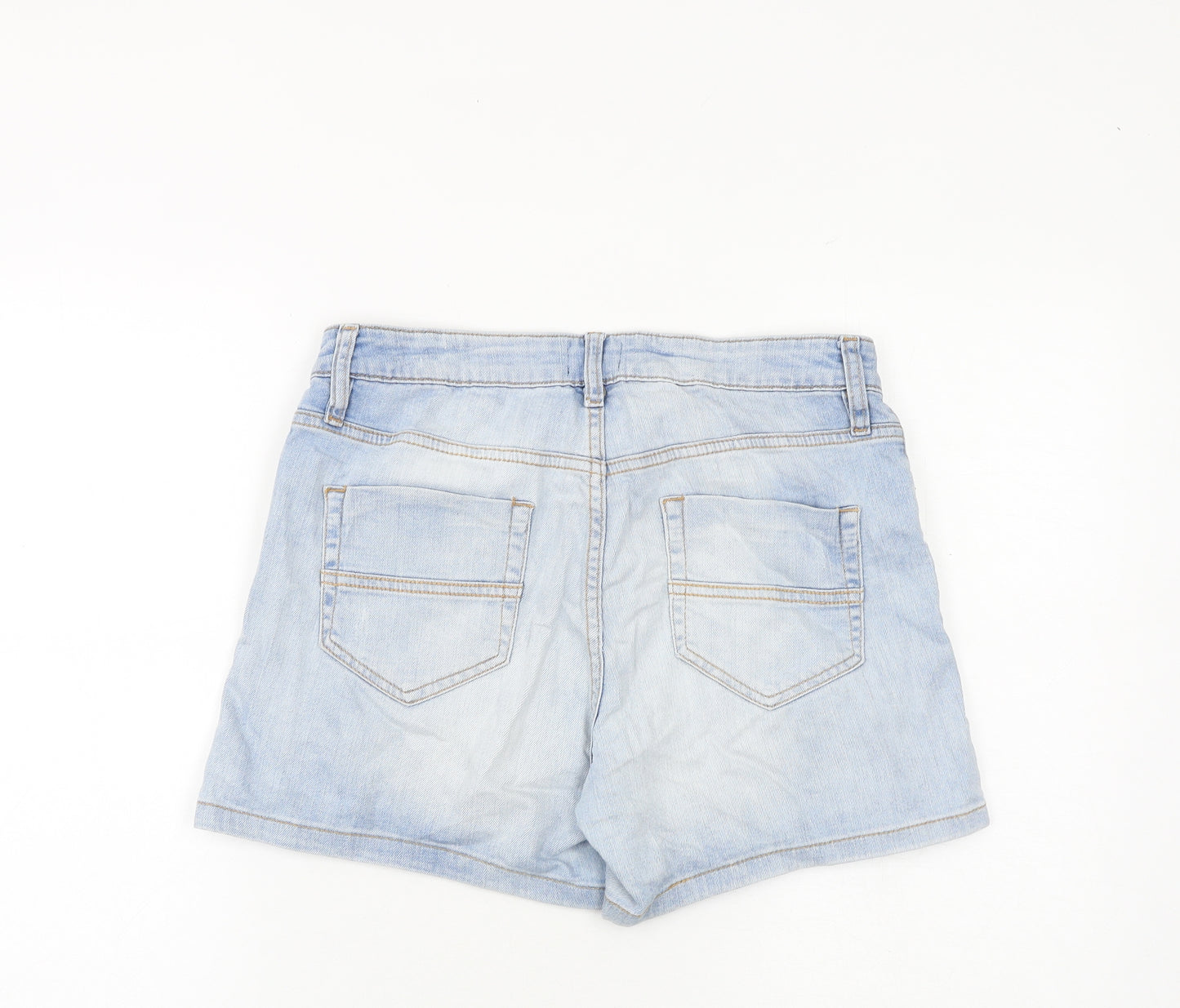 F&F Womens Blue Cotton Mom Shorts Size 12 L5 in Regular Zip - Distressed