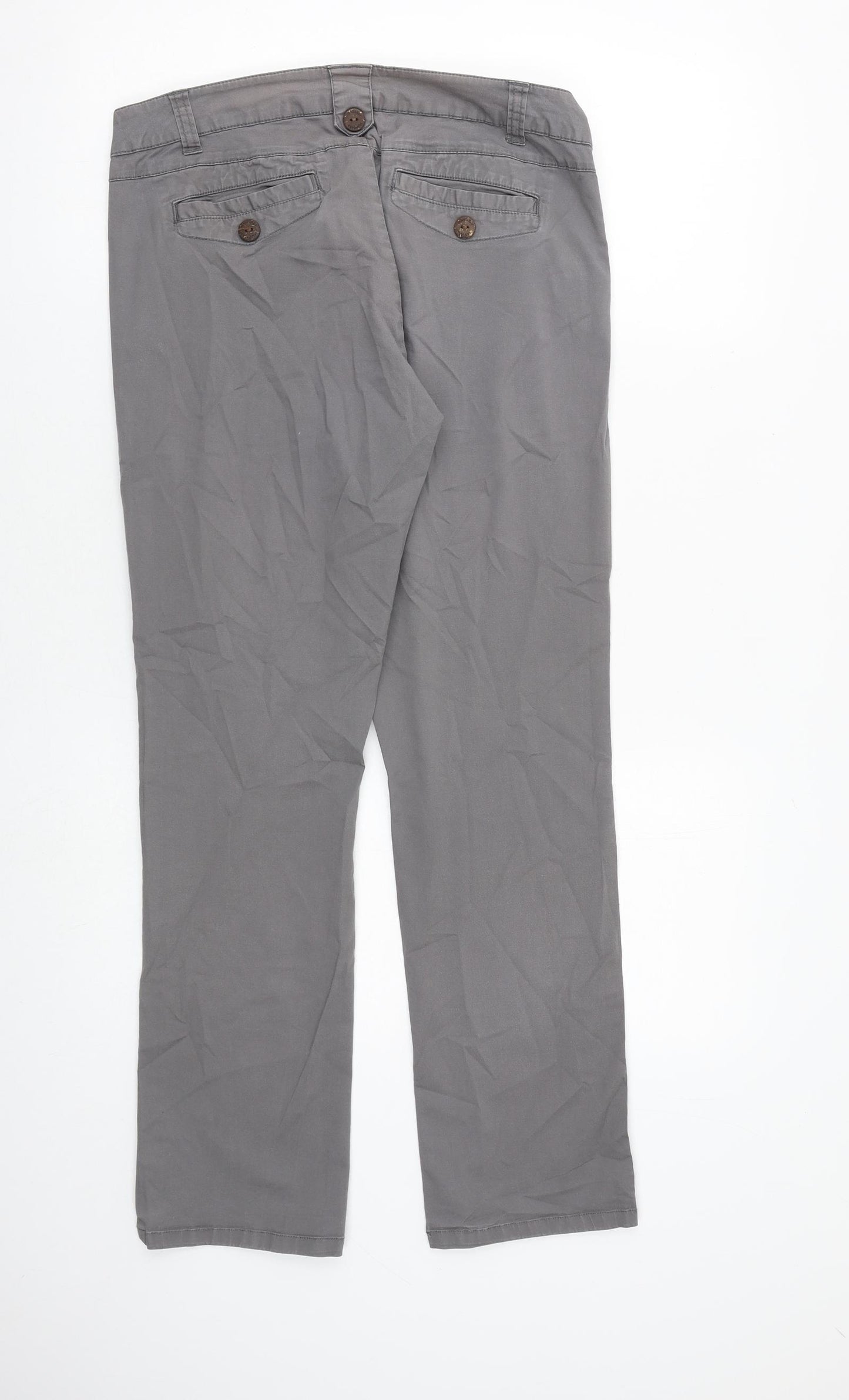 MANTARAY PRODUCTS Womens Grey Cotton Trousers Size 10 L28 in Regular Zip
