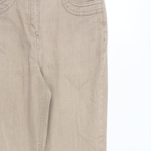 Per Una Womens Beige Cotton Bootcut Jeans Size 8 L30 in Regular Zip