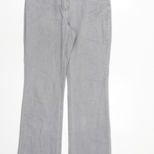 Per Una Womens Grey Cotton Bootcut Jeans Size 8 L30 in Regular Zip