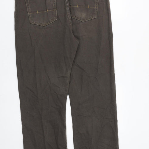 Blue Harbour Mens Brown Cotton Straight Jeans Size 36 in L31 in Regular Zip