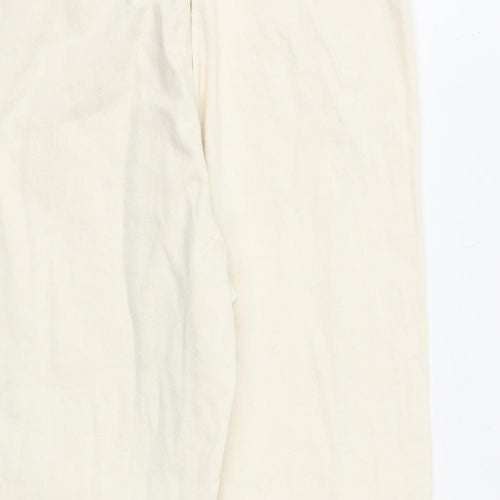 Zara Womens Ivory Cotton Tapered Jeans Size 8 L25 in Regular Zip - Barrel Style