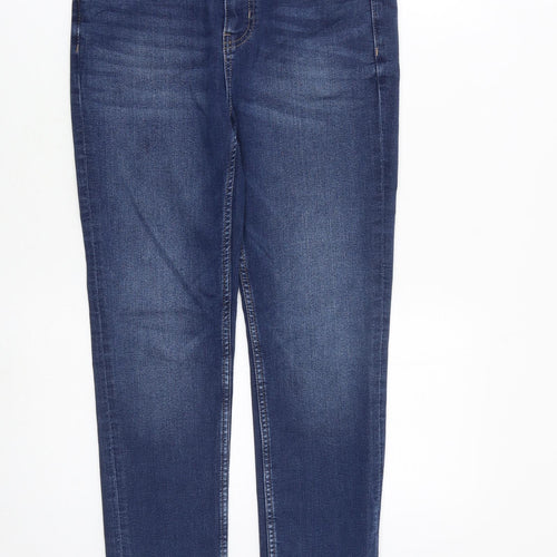 Marks and Spencer Womens Blue Cotton Skinny Jeans Size 10 L27 in Regular Zip