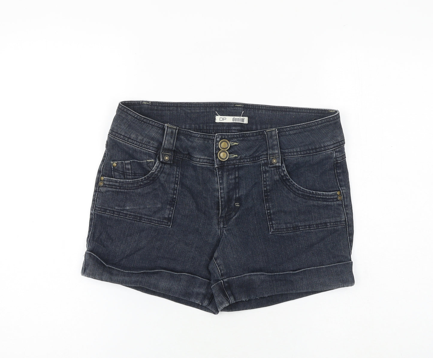 Dorothy Perkins Womens Blue Cotton Hot Pants Shorts Size 12 L4 in Regular Zip
