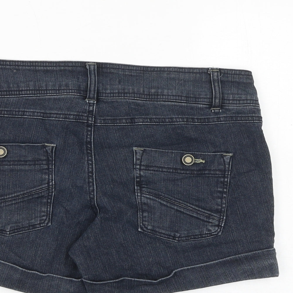 Dorothy Perkins Womens Blue Cotton Hot Pants Shorts Size 12 L4 in Regular Zip