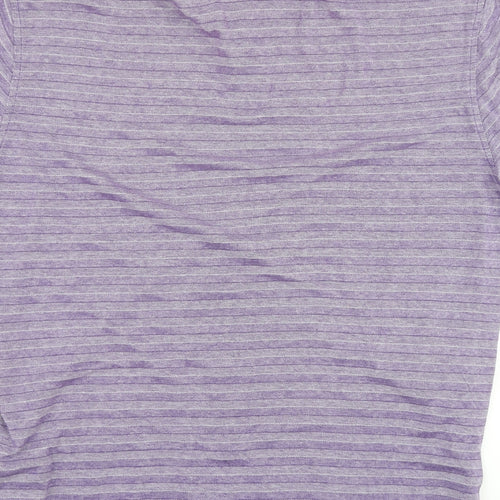 Jeff Banks Mens Purple Striped Cotton Polo Size M Collared Button
