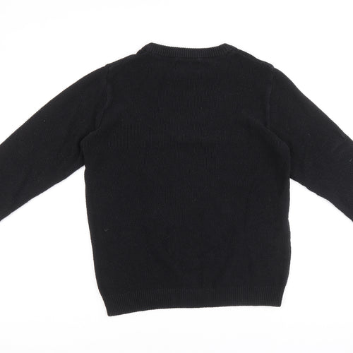 Pull&Bear Mens Black Crew Neck Polyester Pullover Jumper Size M Long Sleeve