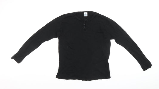 Rodeo Womens Black Cotton Basic T-Shirt Size 18 Henley