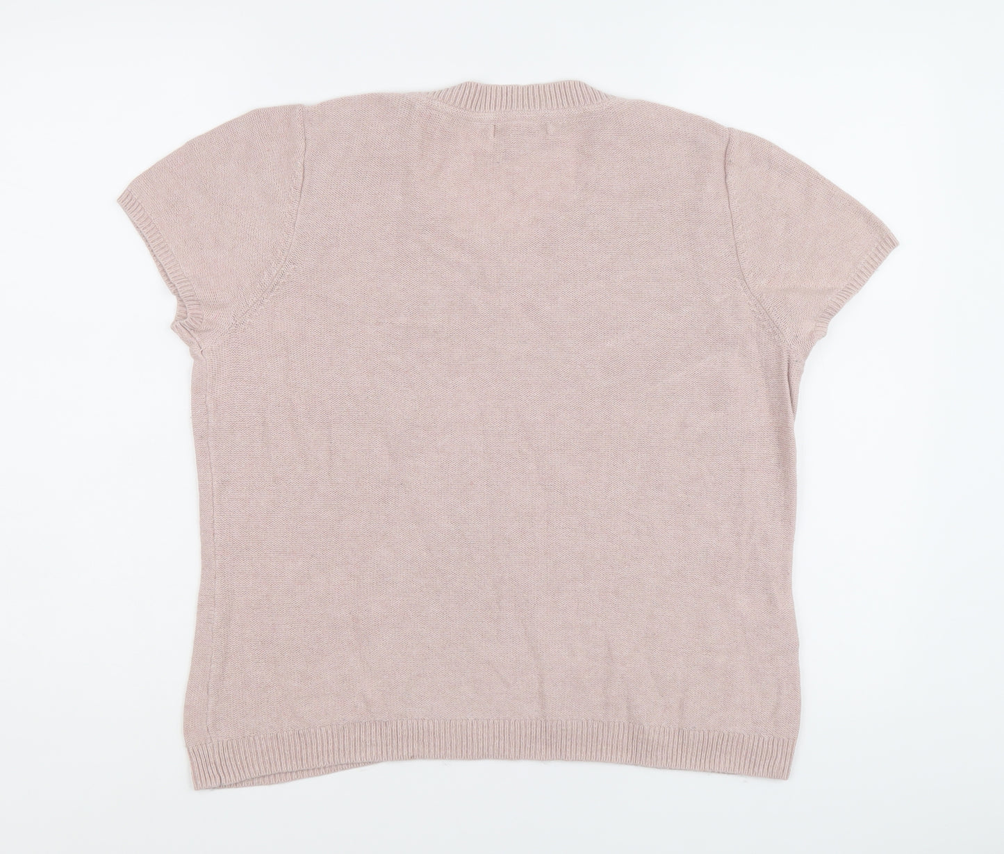 Laura Ashley Womens Pink Round Neck Cotton Pullover Jumper Size 16