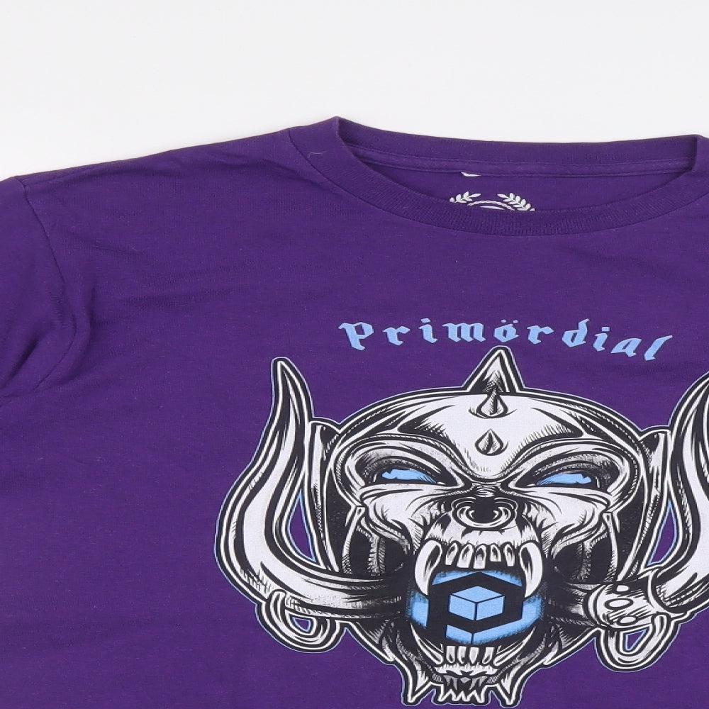 Tee Public Mens Purple Cotton Blend T-Shirt Size S Round Neck - Primordial born to radio