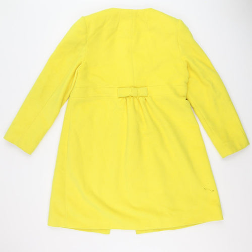Together Womens Yellow Overcoat Coat Size 12 Button
