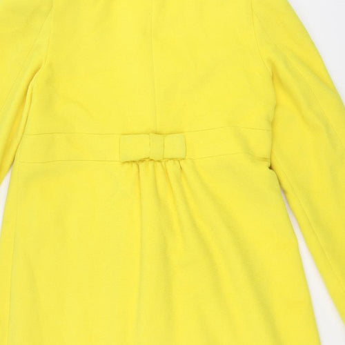 Together Womens Yellow Overcoat Coat Size 12 Button