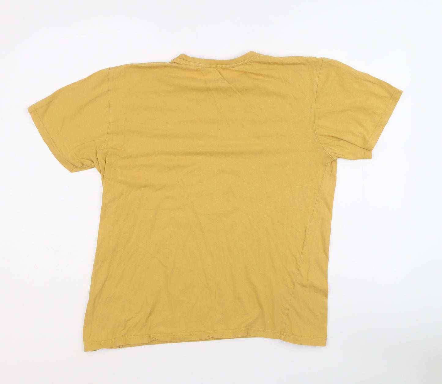DESIGN APPAREL Mens Yellow Cotton T-Shirt Size S Crew Neck - New Zealand