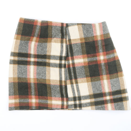 NEXT Womens Multicoloured Plaid Polyester Mini Skirt Size 10 Zip