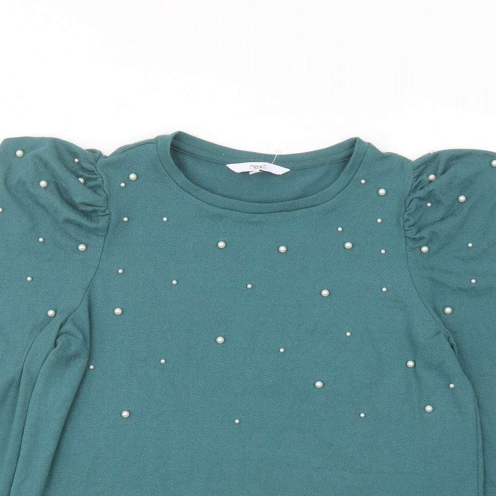 NEXT Womens Green Crew Neck Polyester Pullover Jumper Size 14