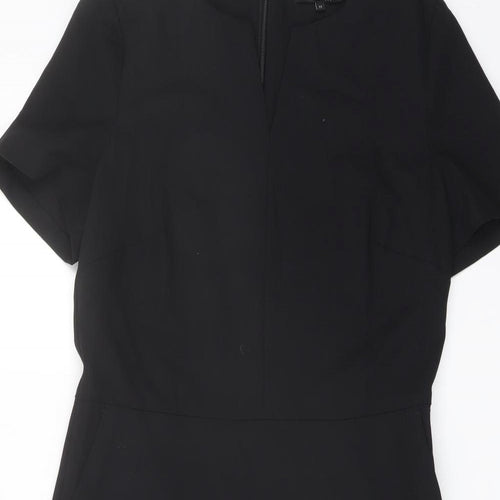 NEXT Womens Black Polyester Shift Size 12 Round Neck Zip