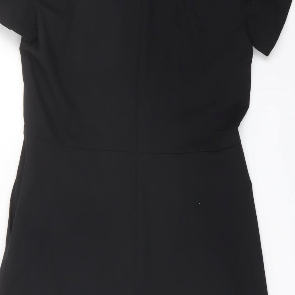 NEXT Womens Black Polyester Shift Size 12 Round Neck Zip