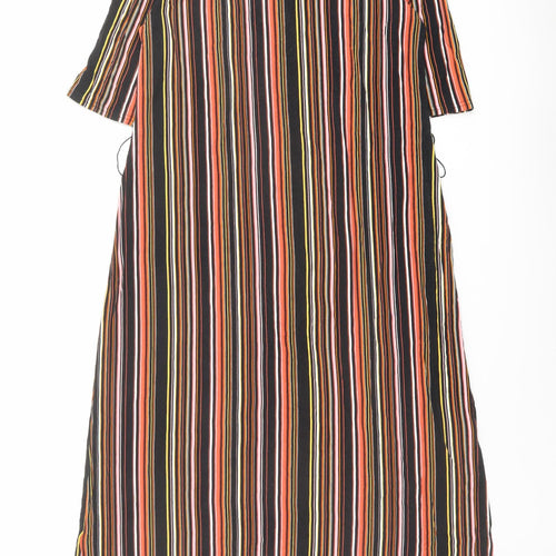 Warehouse Womens Multicoloured Striped Viscose Shift Size 12 Boat Neck Pullover