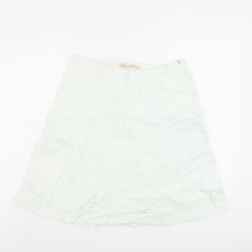 Mango Womens Green Striped Cotton A-Line Skirt Size 12 Zip