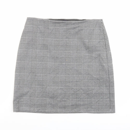 Marks and Spencer Womens Grey Plaid Polyester A-Line Skirt Size 14