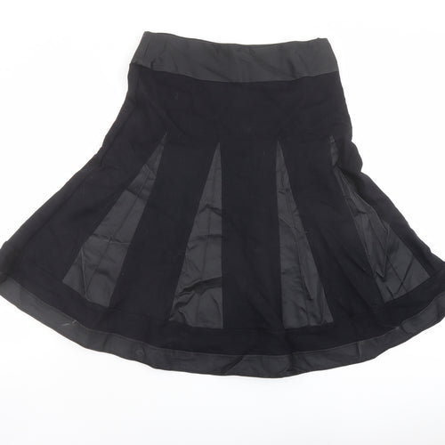 Per Una Womens Black Wool Swing Skirt Size 12 Zip