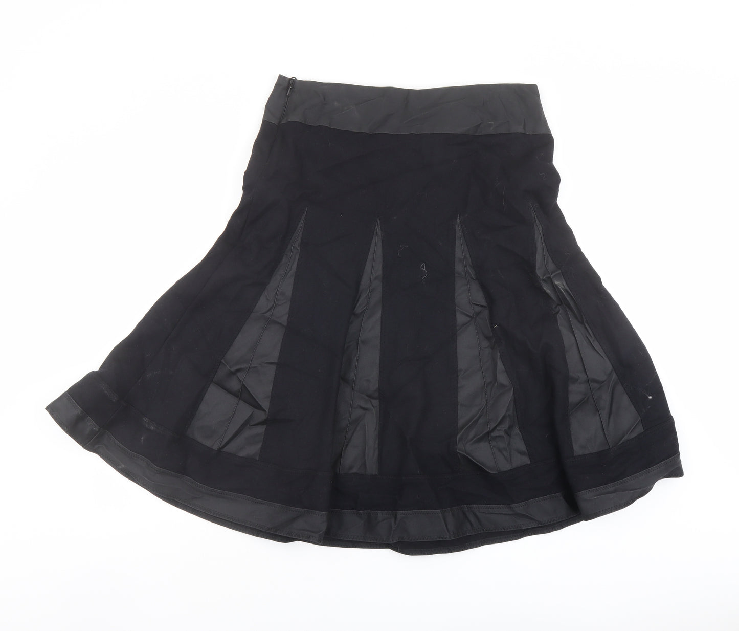 Per Una Womens Black Wool Swing Skirt Size 12 Zip