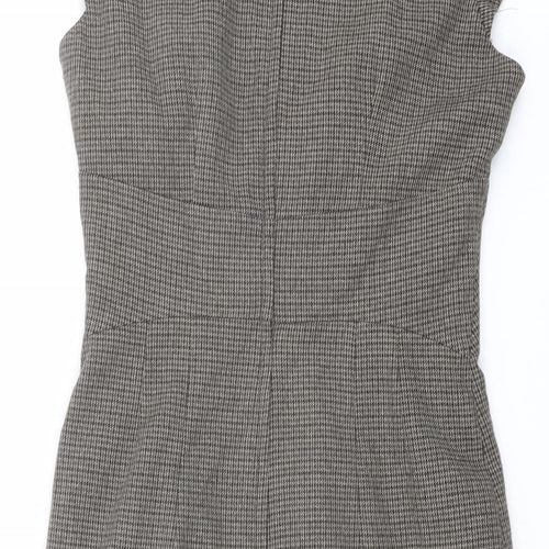 H&M Womens Brown Geometric Polyester Shift Size 10 V-Neck Zip