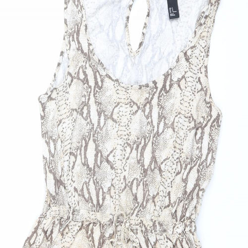 H&M Womens Beige Animal Print Viscose Tank Dress Size M Scoop Neck Pullover - Snakeskin pattern