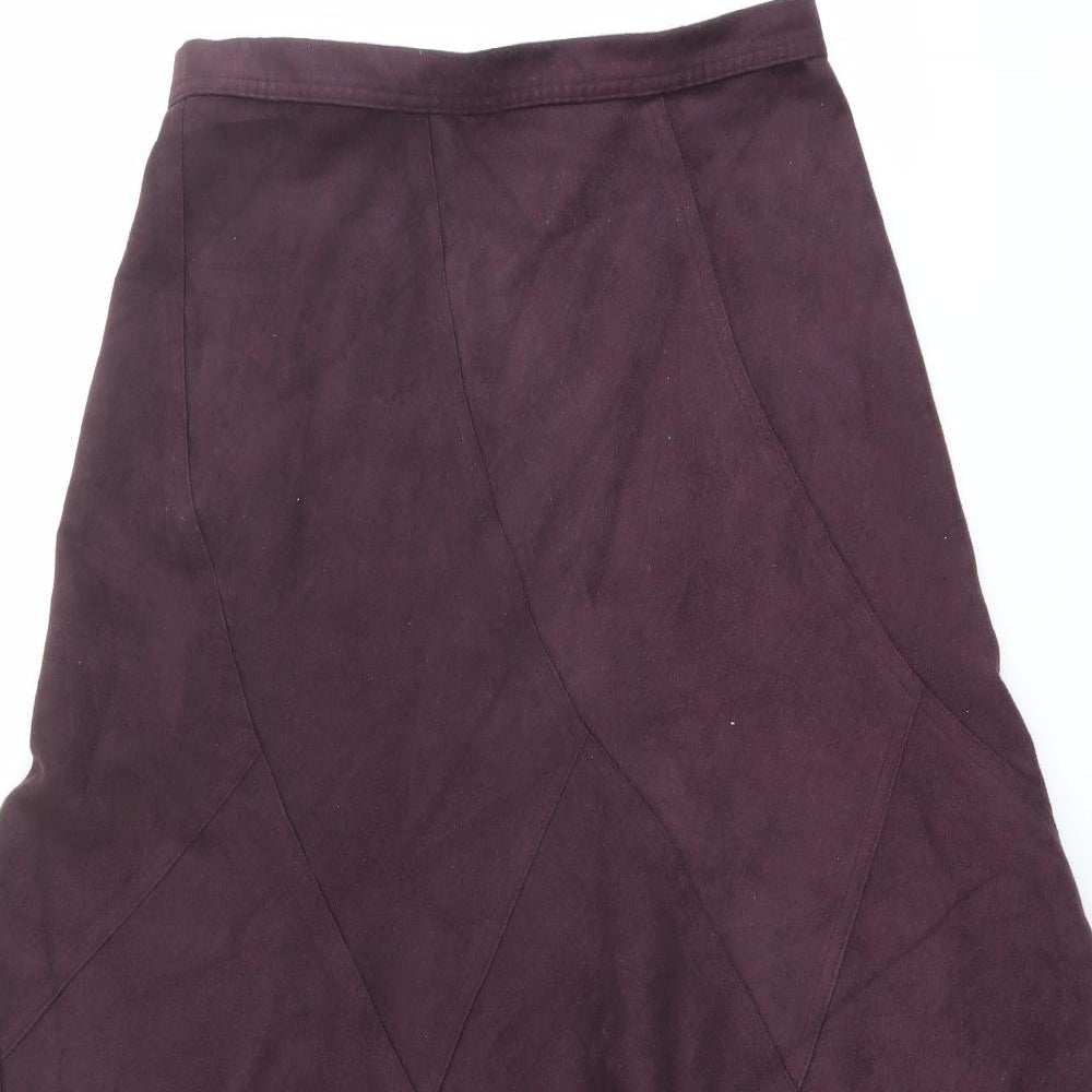 Marks and Spencer Womens Purple Polyester Swing Skirt Size 12 Zip