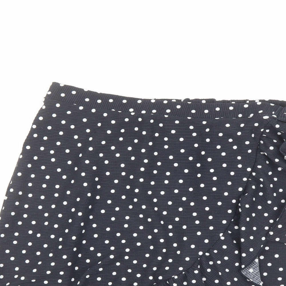 NEXT Womens Blue Polka Dot Polyester Wrap Skirt Size 10 Tie