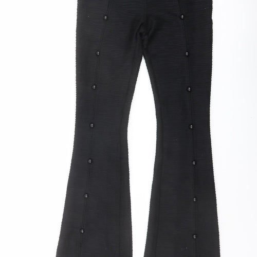 Solado Womens Black Polyester Trousers Size S L33 in Regular Zip