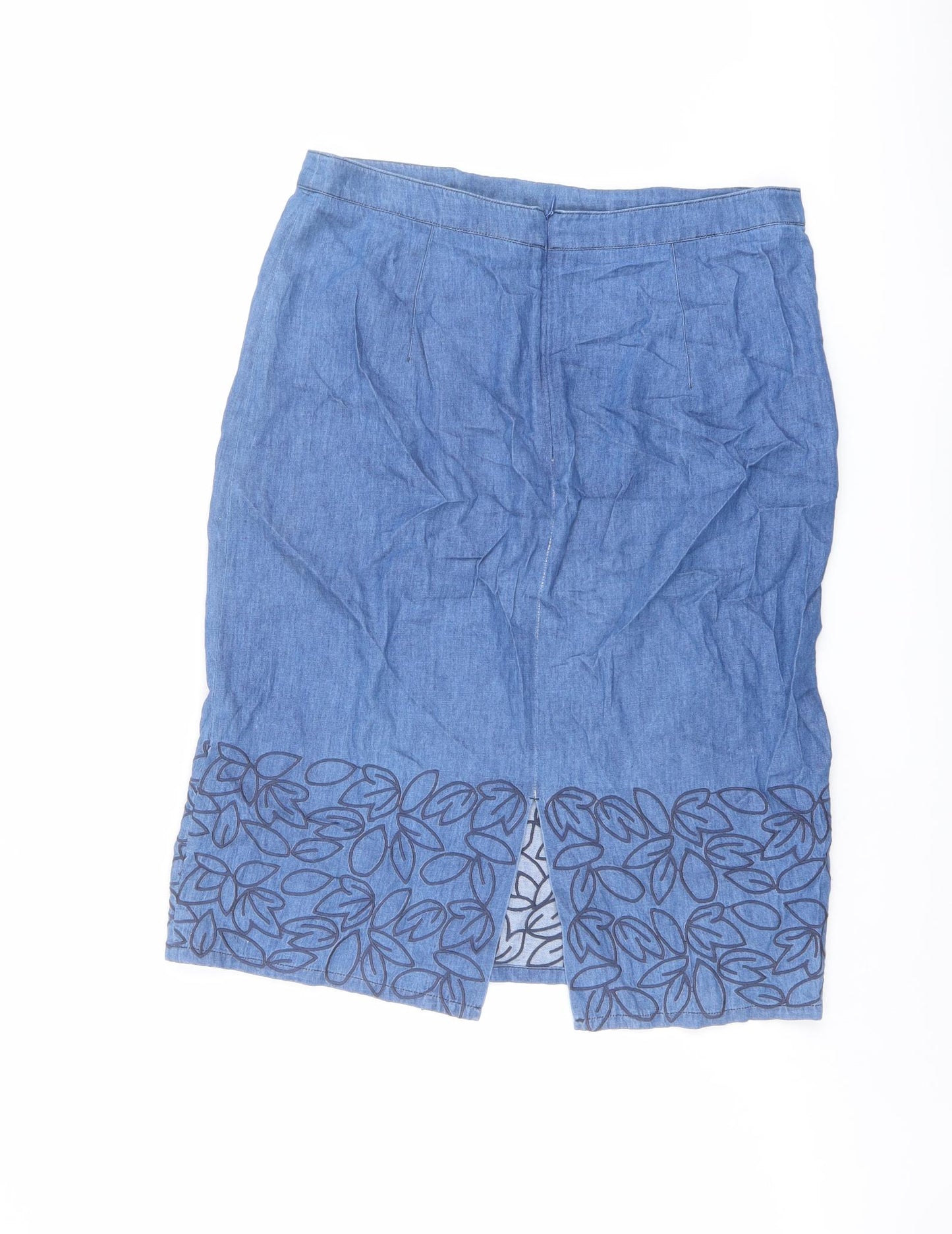 Dickins & Jones Womens Blue Floral Cotton A-Line Skirt Size 12 Zip