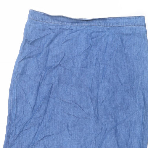 Dickins & Jones Womens Blue Floral Cotton A-Line Skirt Size 12 Zip
