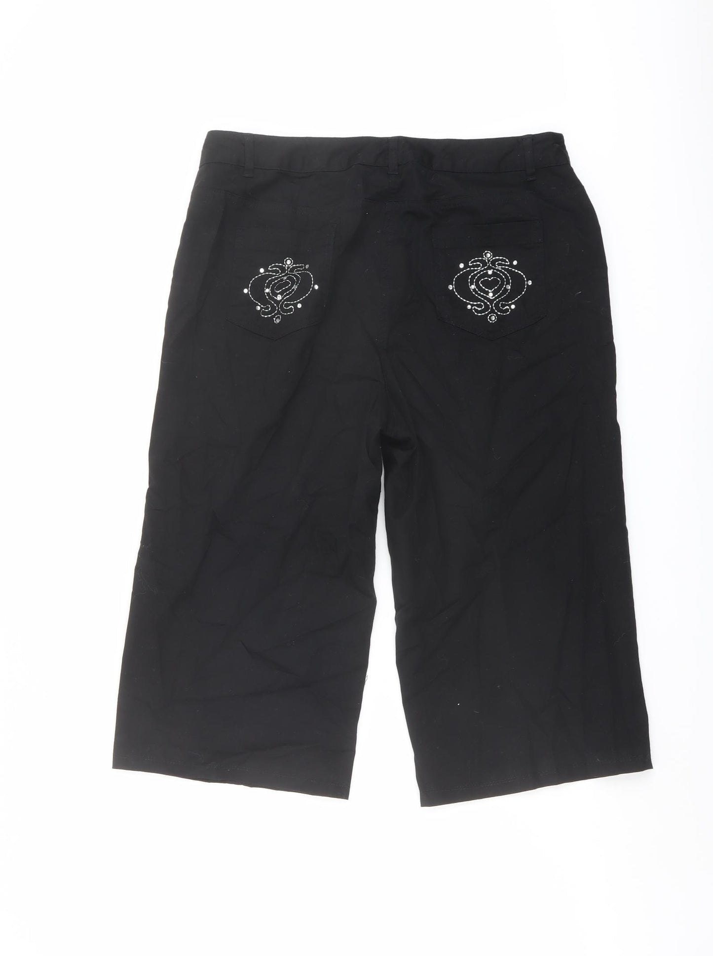Bonmarché Womens Black Cotton Skimmer Shorts Size 12 L18 in Regular Button