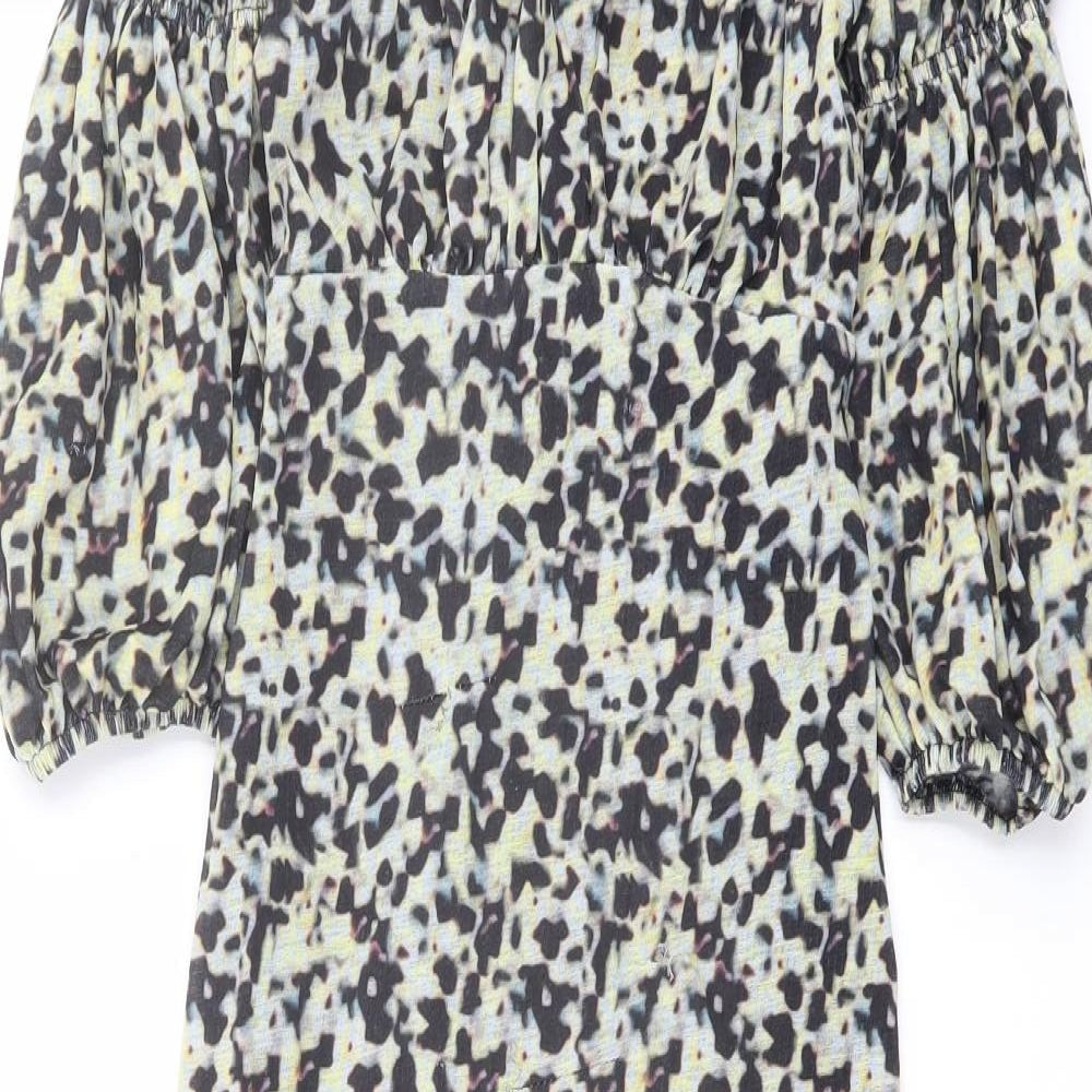 Topshop Womens Multicoloured Animal Print Polyester A-Line Size 8 Square Neck Pullover