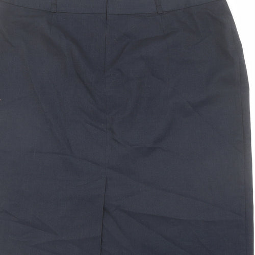 Icona Womens Blue Polyester Straight & Pencil Skirt Size 14 Zip