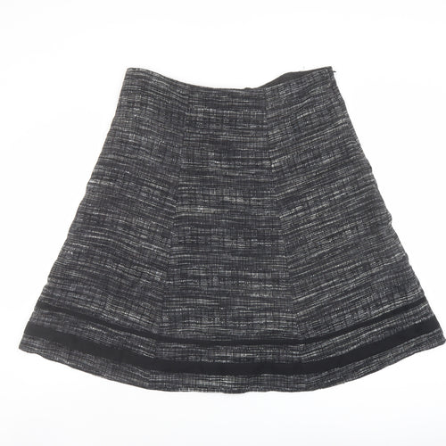 Marks and Spencer Womens Black Geometric Viscose A-Line Skirt Size 18 Zip