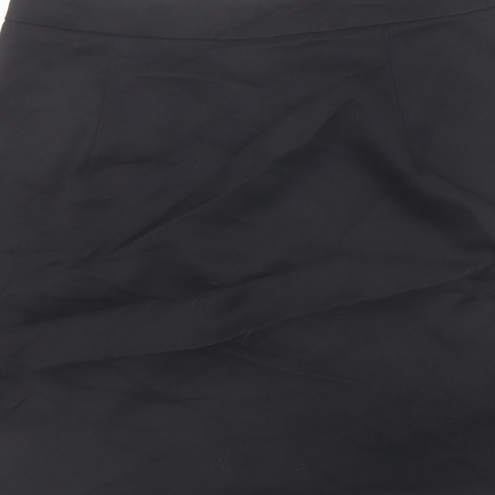 New Look Womens Black Polyester A-Line Skirt Size 12 Zip