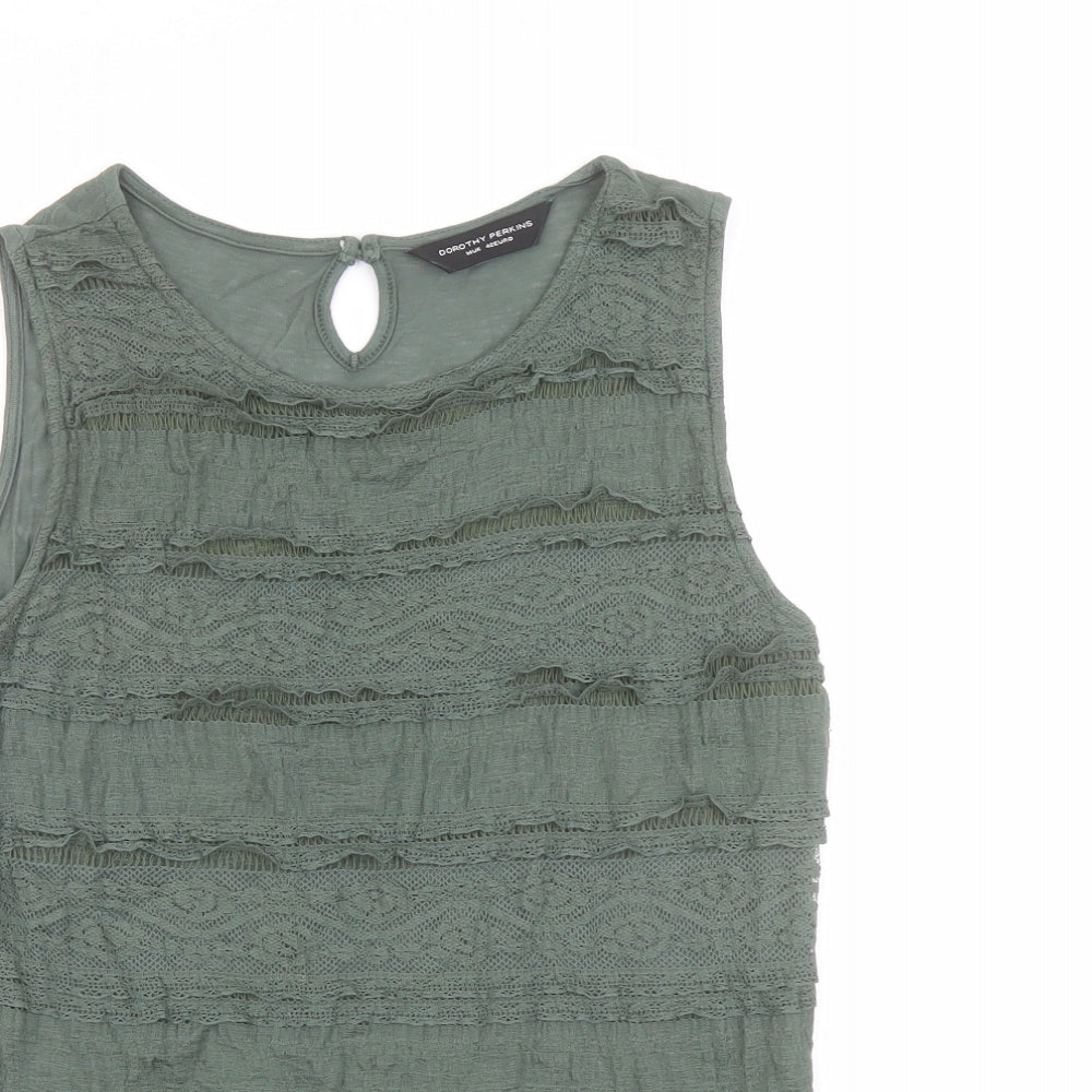 Dorothy Perkins Womens Green Polyester Basic Tank Size 14 Round Neck