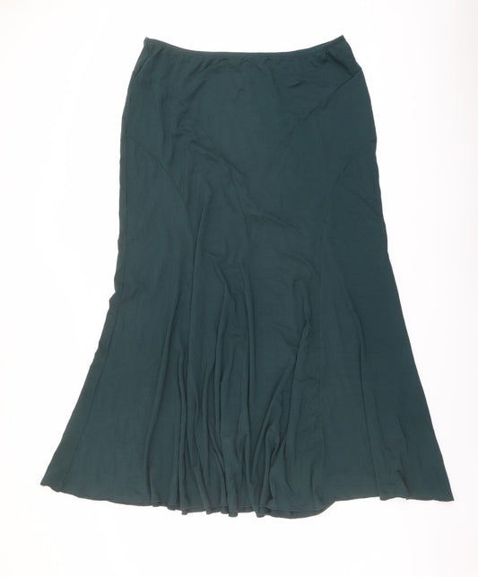 Per Una Womens Green Viscose Swing Skirt Size 16