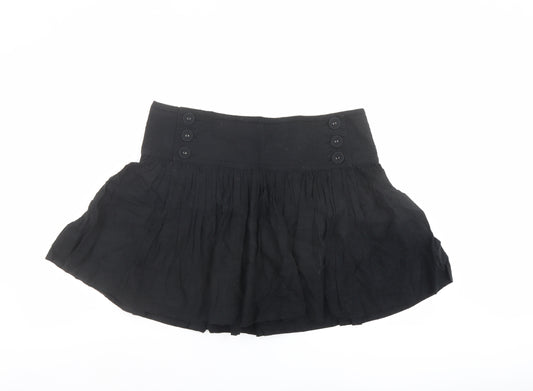 Emily and Fin Womens Black Cotton Skater Skirt Size L Button