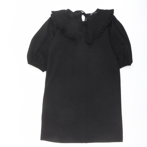 Zara Womens Black Polyester A-Line Size S Collared Pullover