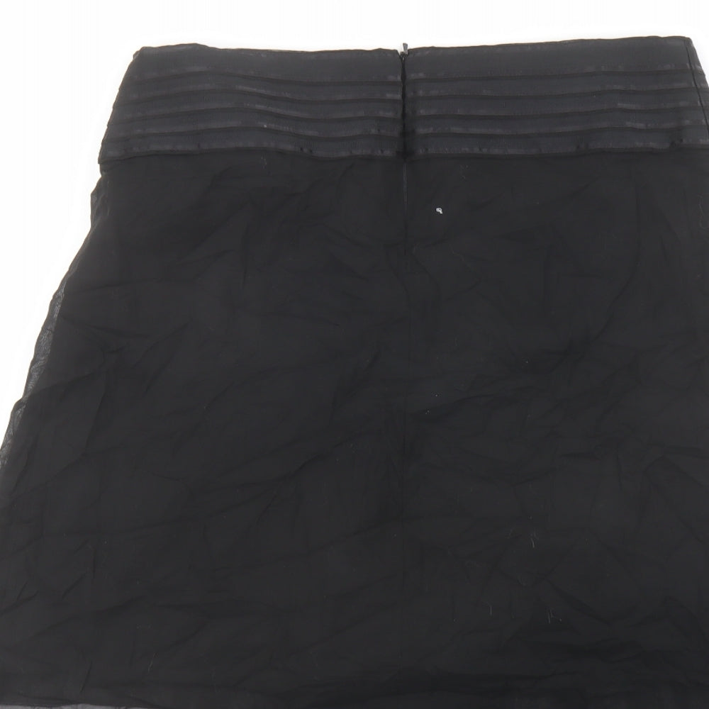 Autograph Womens Black Cotton Swing Skirt Size 14 Zip