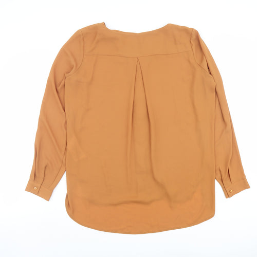 VILA Womens Brown Polyester Basic Button-Up Size L V-Neck