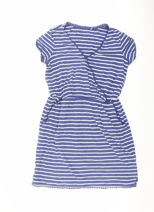 Nexy Womens Blue Striped Cotton A-Line Size 16 V-Neck Pullover