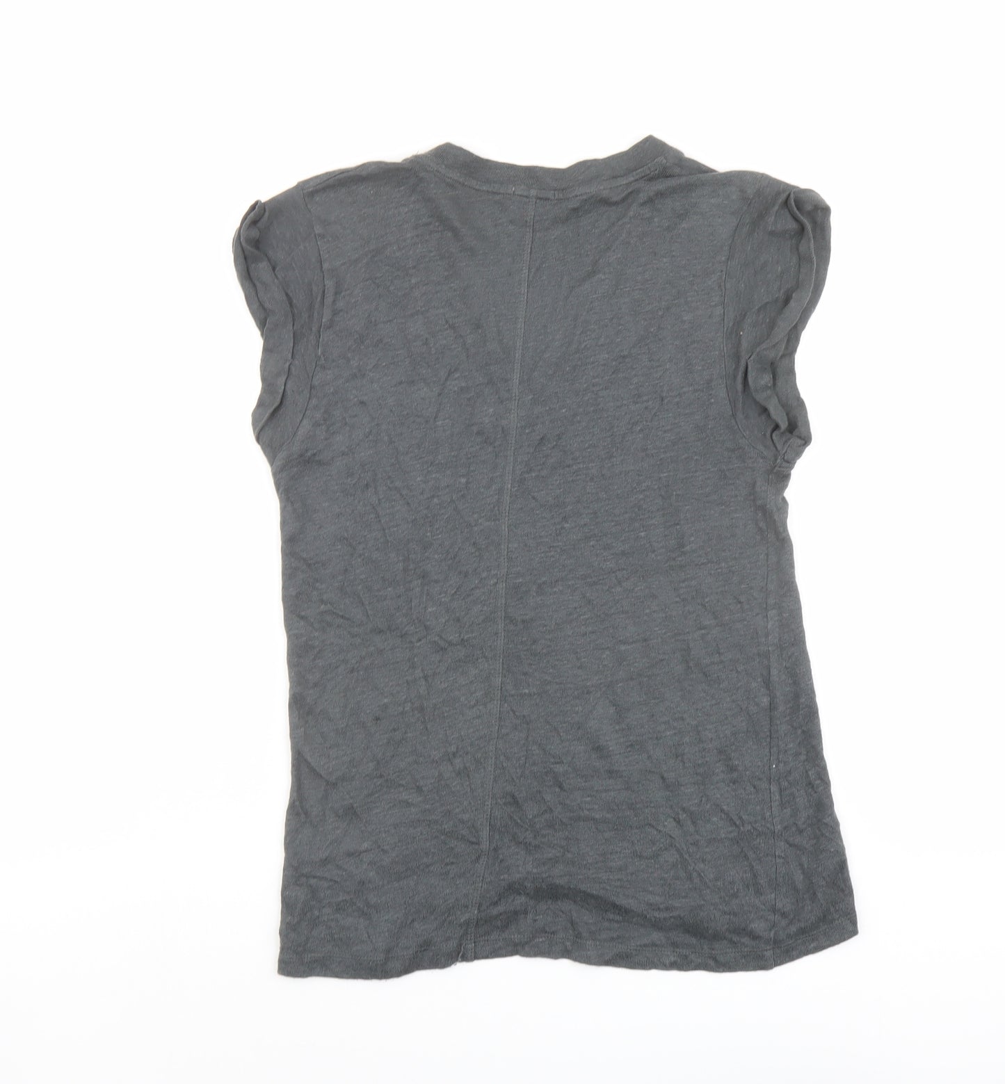 Jigsaw Womens Grey Linen Basic T-Shirt Size S V-Neck