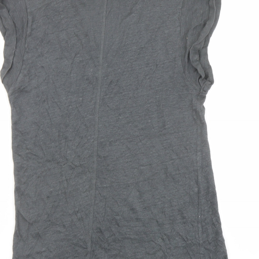 Jigsaw Womens Grey Linen Basic T-Shirt Size S V-Neck