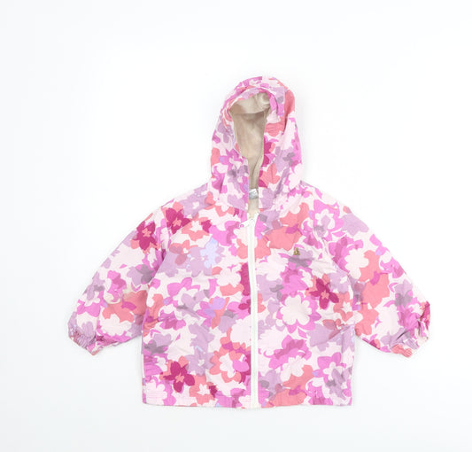 Gap Girls Pink Floral Rain Coat Coat Size 2 Years Zip