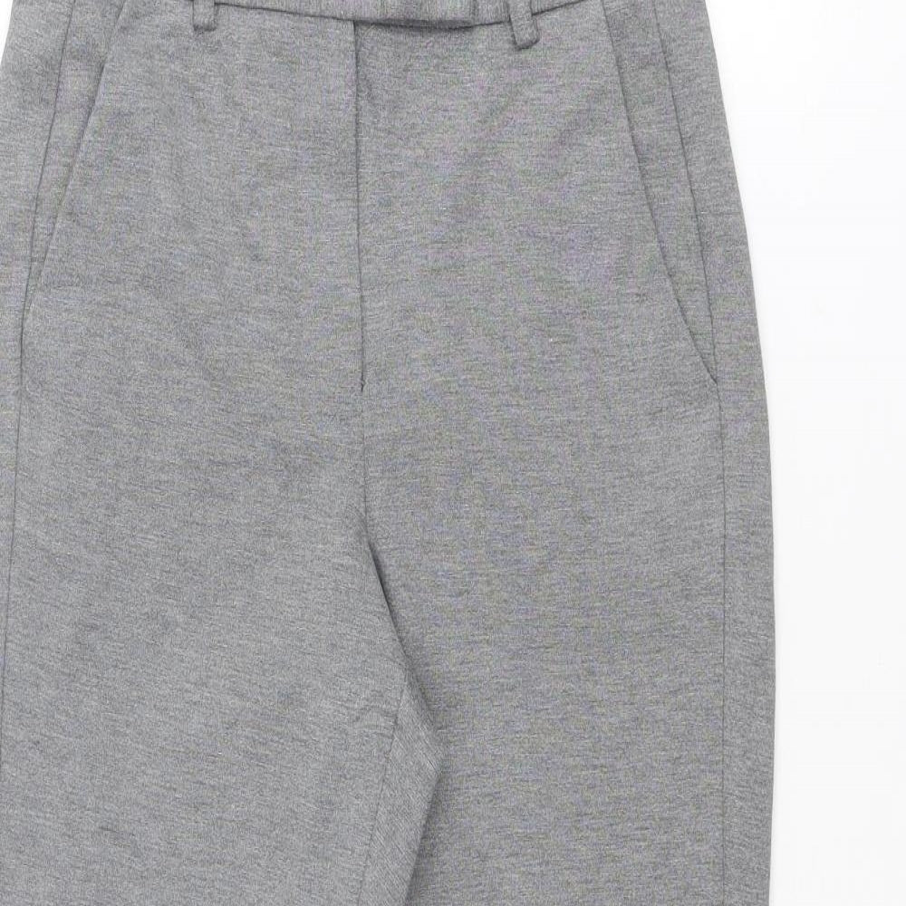Marks and Spencer Womens Grey Viscose Chino Trousers Size 8 L25 in Regular Zip